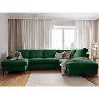 BESTMOBILIER Lilly - Canapé panoramique d'angle droit - 7 places - convertible avec coffre - en velours côtelé - Vert