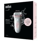 Épilateur électrique - BRAUN - SILK EPIL 7 SE 7-000 - 2 vitesses - Sans fil - 40 min - Blanc / Rose