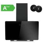 Hotte aspirante FIREGAS 60cm, Hotte aspirante à évacuation/circulation d'air avec LED, Hotte inclinée avec efficacité A++