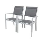 HABITAT ET JARDIN Fauteuil jardin Alu/Textilène "Tropic" - Phoenix - Gris foncé - Lot de 2