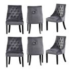 LIFE INTERIORS Lot de 6 chaises de salle à manger en velours avec dossier rabattable – Style design, pieds en bois – Salle à manger et salon