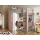 VENTE-UNIQUE Lit mezzanine 90 x 200 cm avec armoire et bureau - Rose et blanc - NICOLAS