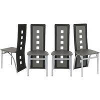Chaises de salle à manger noir et gris OUISTORE - Lot de 4 - Confortable et élégant
