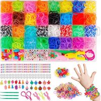 2500 PCS Elastique Bracelet Kit, 32 Couleurs Bricolage Bracelet Élastique Kit pour Enfant avec Rainbow Loom Rubber Bands, 