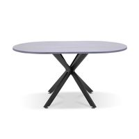 Marui Big - Table à manger ovale en bois et métal avec pied central Kiso 180x100 cm - Gris 80 %.
