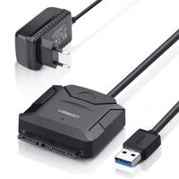UGREEN USB Disque Dur Adapateur USB 3.0 vers SATA Câble 50cm pour 2.5" 3.5" HDD SDD Supporte UASP avec Adaptateur Alimentation Exter