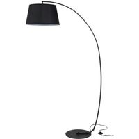 HOMCOM Lampe lampadaire à arc salon courbée - Lampe arceau moderne en métal - Lampadaire sur pied métal lin noir