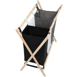 Virklyee Panier /à Linge Pliable en Bambou 100L Panier /à Linge Corbeille /à Linge avec 2 Compartiments Corbeille /à Linge avec Sac /à Linge Amovible Panier /à Linge Pliant Couleur du Bois