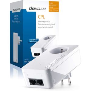 COURANT PORTEUR - CPL Devolo 9291 dLAN 550 Duo+ Prise Réseau CPL 500 Mbit/s via CPL 1x Adaptateur 2x Ports Fast Ethernet Prise Electrique Intégrée Cour