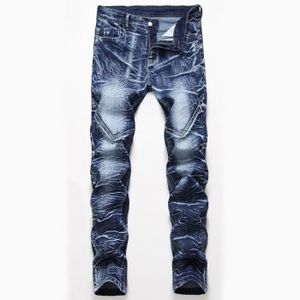 JEANS Jeans Homme avec Droit de Marque classique Denim Distressed Pantalons avec plis Stretch Hommes Jeans,Bleu