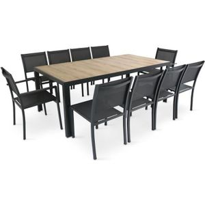 Ensemble table et chaise de jardin Table de jardin - Aluminium - Oviala - Gris