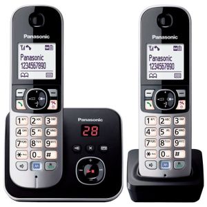 Téléphone fixe Téléphone sans fil duo PANASONIC KXTG6822 avec réd