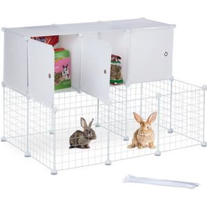 ACCESSOIRE ABRI ANIMAL Cage pour lapins avec 3 rangements - 10039315-0