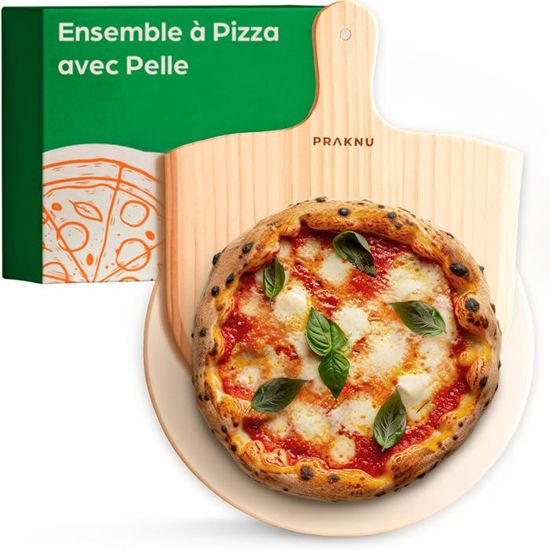 WOOMAX Set Pizza En Bois Autocollant – 27 Pièces – Avec Cutter Et Pelle – Dès 2 Ans