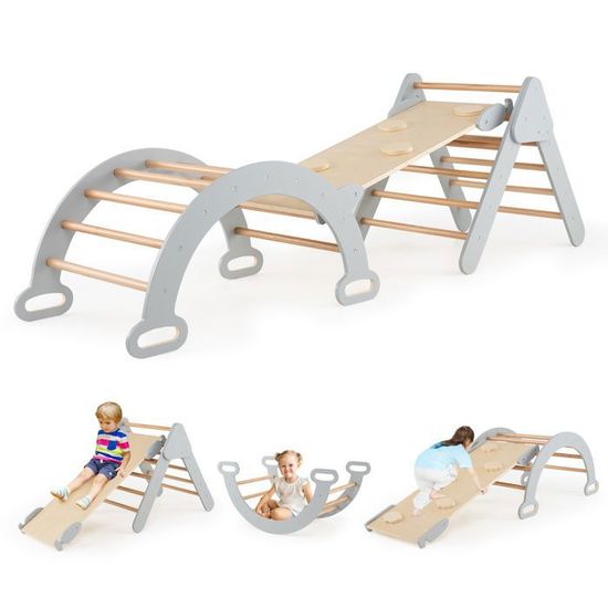 DREAMADE Arche D'Escalade Montessori - Parcours Motricité Avec Bac De Rangement Amovible Et Pliable - Pour Enfants 3+ Ans (90x50x48 Cm)
