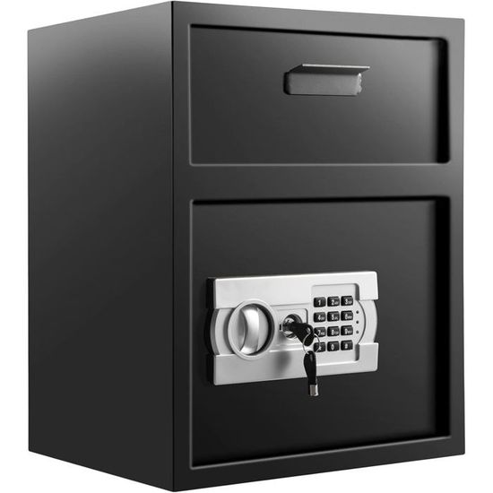 VEVOR Coffre-Fort Numérique 14 L 350 X 250 X 250 Mm Coffre-Fort De Sécurité 2 Types De Déverrouillage Mot De Passe Et Clés Structure En Acier Anti-Effraction Antivol Avec Alarme Argent Bijoux