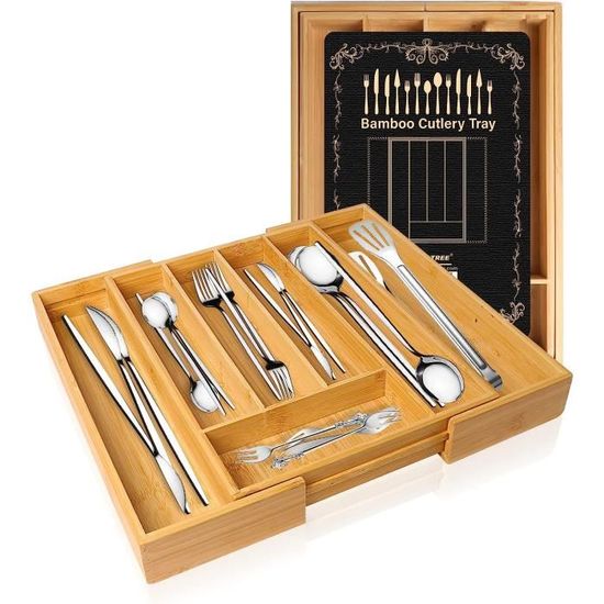 Organisateur De Tiroir à Couverts En Silicone Alimentaire - 7 Compartiments Gris - Rangement Cuisine
