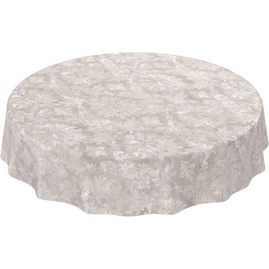 Nappe Ronde En Toile Cirée Lavable 140 Cm Grise - Intérieur & Extérieur - Protection Table Jardin