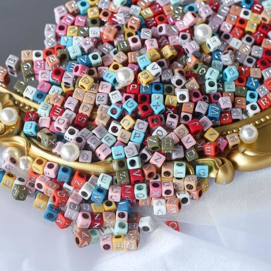 Perles Alphabet 400 Pièces - Lettres A à Z Colorées, Pour DIY Collier, Bracelet, Pendentif, Taille ~12.5x9mm - 13
