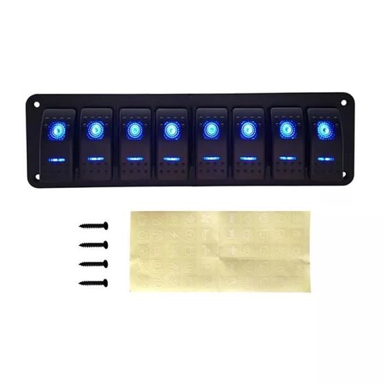 PAIRIER Panneau d'Interrupteur à Bascule 4 Gang avec Lumière LED Bleue