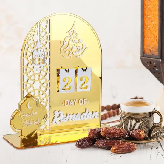 Plateau Repas En Bois Décoratif Ramadan - Design Classique Avec Motifs étoiles Et Lune - Acrylique Haute Qualité - Pour Décoration De Table Et Usage Pratique - 7