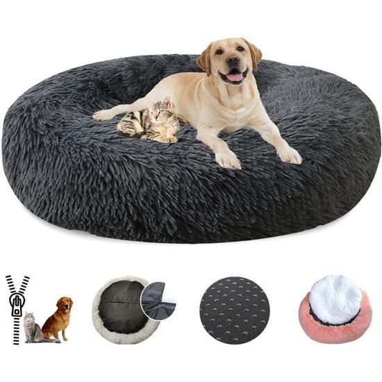 Lit Donut Pour Chien Et Chat - Doudou Moelleux, Bords Surélevés, Fond Antidérapant, Lavable, Tailles 50 à 120 Cm - 9