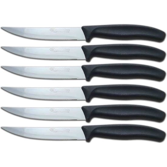 Quttin Lot De 12 Couteaux De Table Scie 11 Cm - Acier Inox Scie Pratic, Manche Polypropylène, Idéal Viandes Et Quotidien