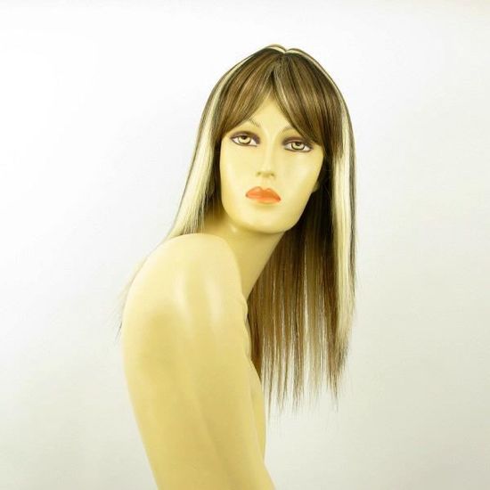Perruque Femme SOANNE Mi-longue Blond Clair Méché Cuivré Chocolat - Synthétique Raide