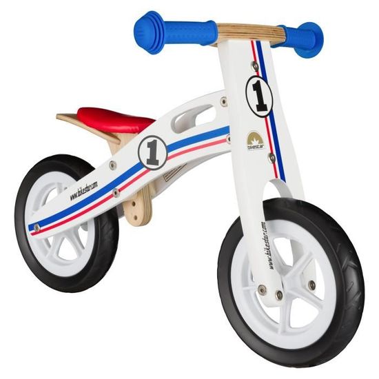 BIKESTAR Draisienne 10 pouces pour enfants de 2 ans Edition Bois garcons et filles Blanc Bleu Rouge Cdiscount Jeux Jouets