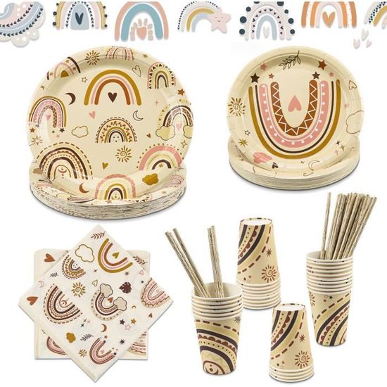 Lot De 80 Assiettes Et Gobelets En Carton Motif Cheval - Pour Anniversaire Enfant, 20 Invités, Jetable