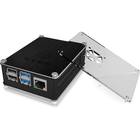 Boîtier Raspberry Pi 4 - ICY BOX - IB-RP110 - Aluminium et Acrylique ...