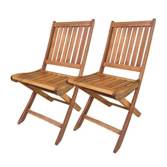 Lot 2 chaise de jardin,chaise d'extérieur,sièges d'extérieur en bois-Longueur 42 x Profondeur 61 x Hauteur 89 cm-JUANIO