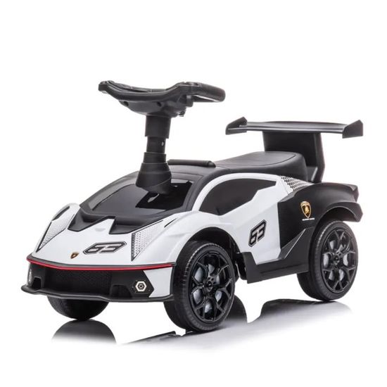 Porteur Enfant Lamborghini Blanc - Voiture à Pousser avec Compartiment et Klaxon