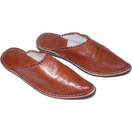 Babouche homme shop cuir noir