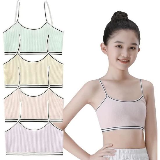 Paradise Lot De 5 Soutiens-Gorge Courts En Coton Blanc Uni Pour Fille, Blanc, 14 Ans