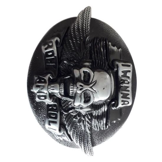 Boucle De Ceinture Skull / Crâne - Style Biker USA - Homme - Argentée - NEUF