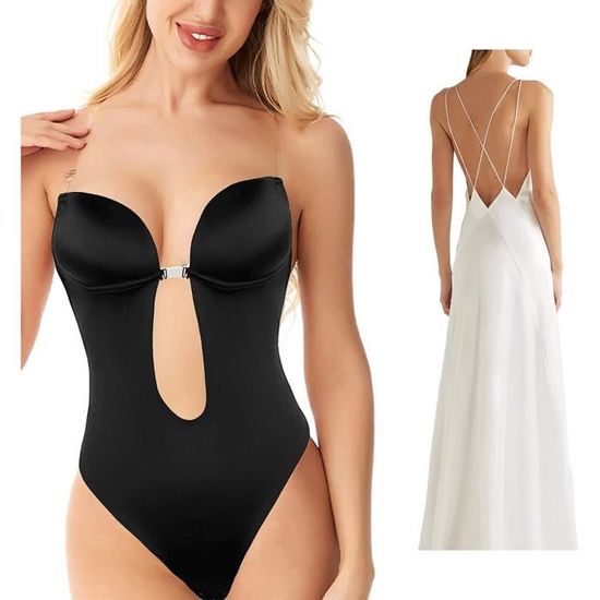 Body Gainant Joyshaper Femme - Dos Nu, Push-up Invisible - Sans Couture - Bretelles Réglables - Pour Robe Bustier Ou Soirée