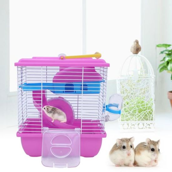 1 Pc Hamster Cage Double Couche Pratique Créative Multifonction Acrylique Portable Animaux Maison pour Petits   CAGE