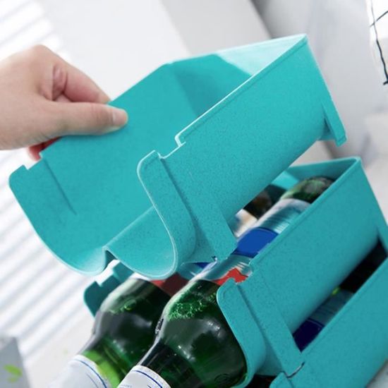 Seahelms Porte Boisson Frigo 2 Étages Roulantes - Rangement Et Distributeur De Canettes Pour 9 Canettes 330ml/11oz - Organisateur Pour Boisson, Bouteille D'Eau, Soda, Bière