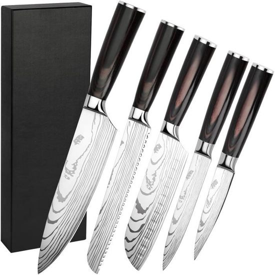 ENOKING Couteau de Chef Japonais 20c, Lae en Acier Haute Teneur en