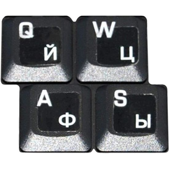 Autocollants Clavier Cyrillique Russe - Lot De 4 Jeux De Lettres Noires Sur Fond Blanc (PVC, Universel)