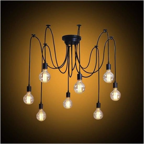 Lustre Araignee 5 Têtes Industriel Abat-jour Suspensions Lustre Lumière Réglable Plafond