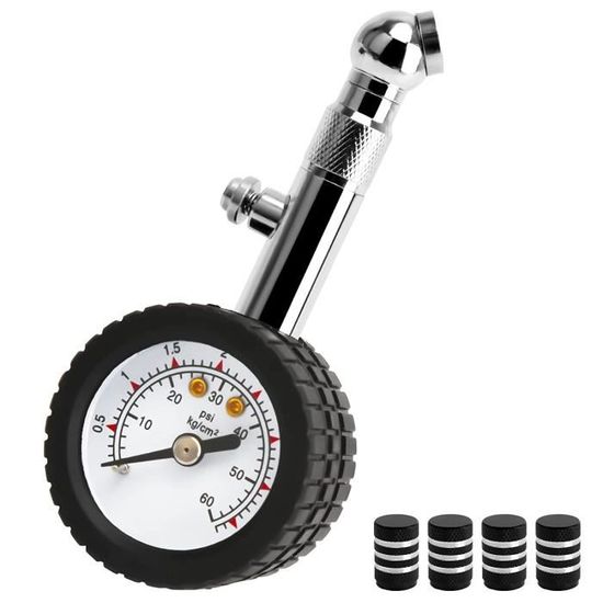 Manomètre de pression des pneus, manomètre numérique des pneus, manomètre à  pistolet de gonflage avec 4 bouchons de soupape