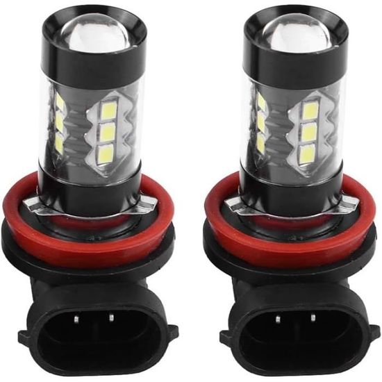 Ampoules Antibrouillard LED H11 H8 - 80W, 6000K Blanc, 12-24V, Pour Voiture, SUV, Camion - Éclairage Puissant Et Sécurisé