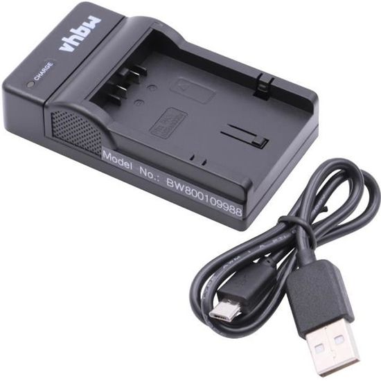 vhbw Chargeur USB de batterie compatible avec Panasonic Lumix DMC-FZ7, DMC-FZ8, DMC-FZ18, DMC-FZ28 batterie appareil photo digital,