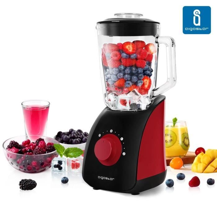 Aigostar Pomegranate 30JDF – Mixeur blender 0% BPA, 1.5 L, 750W. 2 vitesses, fonction glace pilée. Design exclusif.
