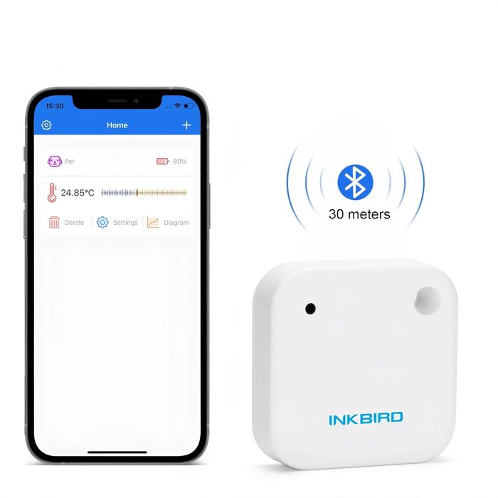 Thermomètre Hygromètre Bluetooth Enregistreur Temperature Humidite Magnétique Étanche, Inkbird IBS-TH2 pour Nourriture,Reptiles