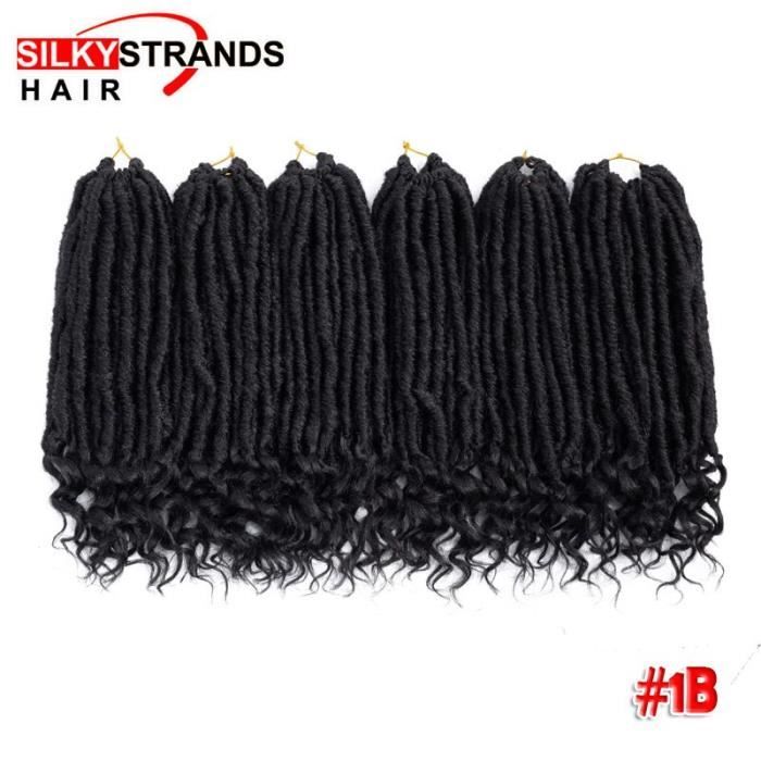 # 1B une pièce Ombre Déesse Faux Locs Curly Crochet Extensions de Cheveux Avec Des Brins Soyeux Synthétique Doux Dread Locs Crochet