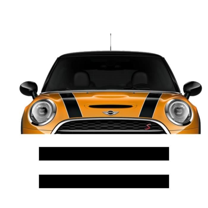 Mini one cooper 2 Bandes capots - NOIR - Kit Complet - voiture Sticker Autocollant