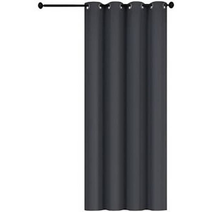 RIDEAU LUXE 8 ŒILLET BAGUES METAL NOIR DESIGN OCCULTANT 140 X 260 CM OEILLET